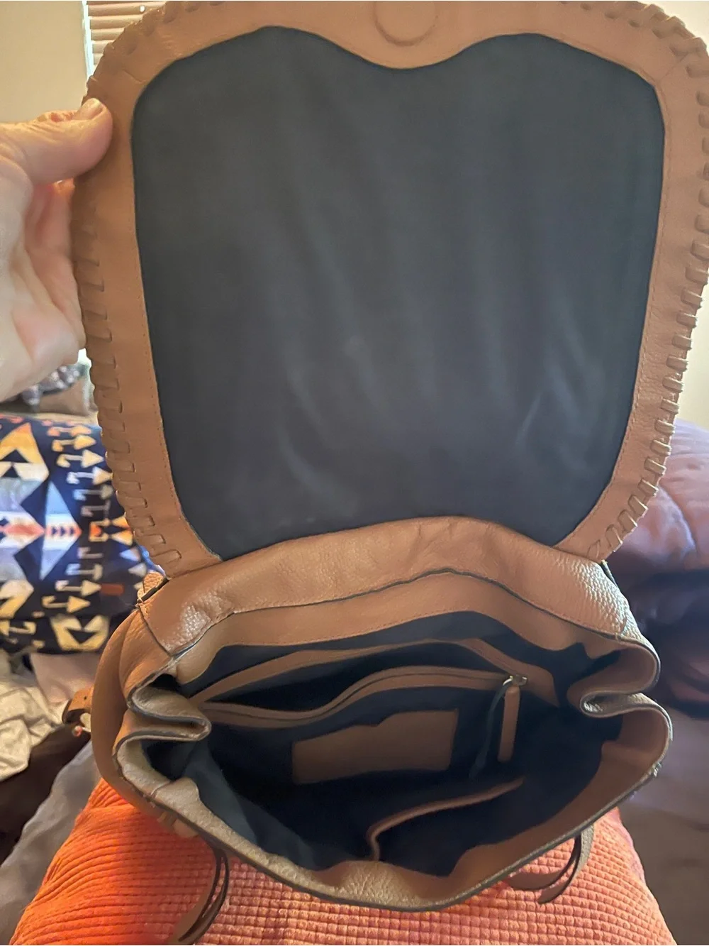 Cole Haan Tan Pebbled Leather Backpack